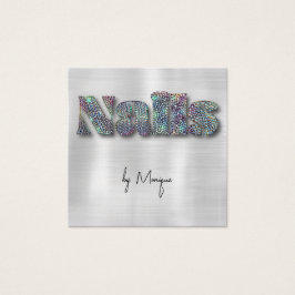 Cartão de visita de Unhas Holográfico de Ouros Fau