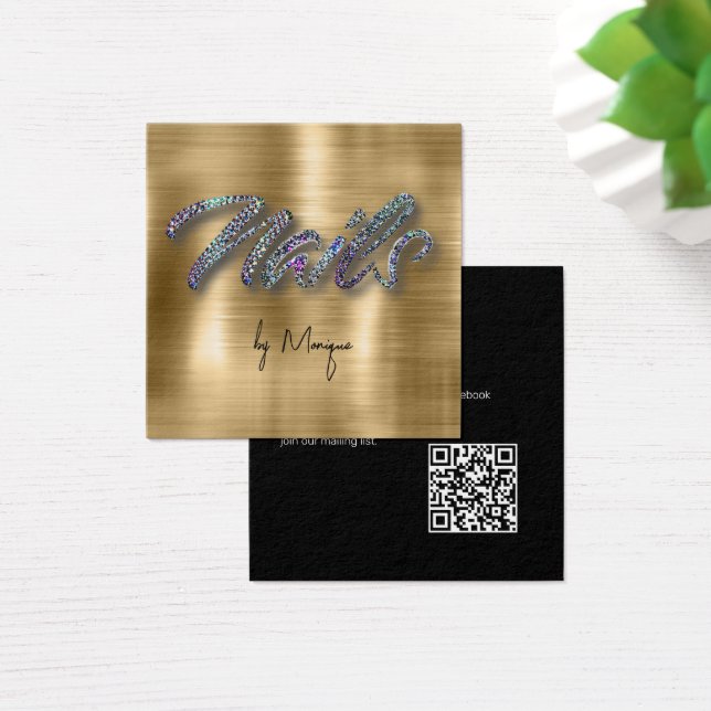 Cartão de visita de Unhas Holográfico de Ouros Fau (Mesa)