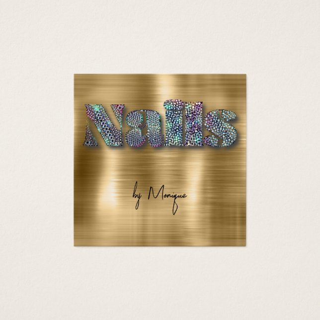 Cartão de visita de Unhas Holográfico de Ouros Fau (Frente)