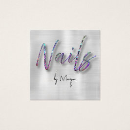 Cartão de visita de Unhas Holográfico de Ouros Fau