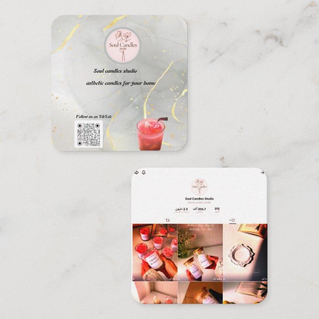 Cartão de visita de Vela Elegante | Soul Candles S (Frente/Verso)
