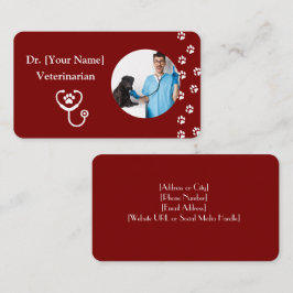 Cartão de visita de Vermelho Personalizável para V
