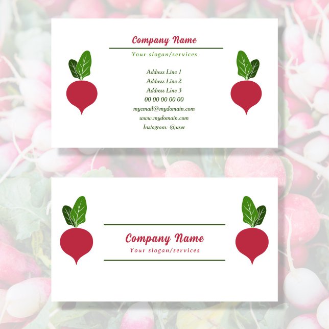 Cartão de visita de verradura vegetal (Radish Business Card)