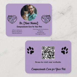 Cartão de Visita de Veterinário Personalizável com