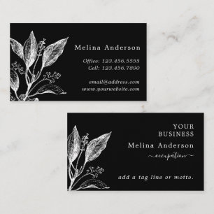 Cartão de visita de Vintage em Preto Botânico e Br