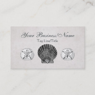 Cartão de visita de Vintage Scallop e Sand Dollar