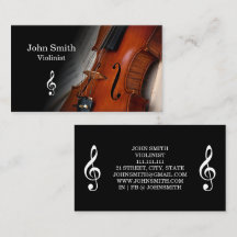 Cartão de Visita de Violinista de Violino Preto El