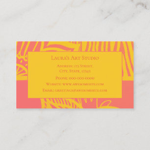 Cartão de visita De Zebra Floral Rosa E Amarelo