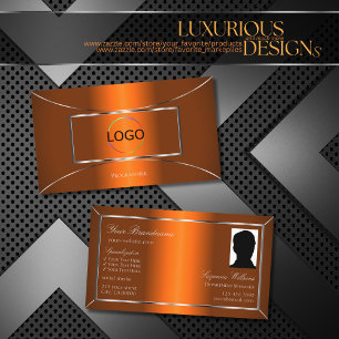 Cartão De Visita Decor prateado laranja luminoso com logotipo e fot