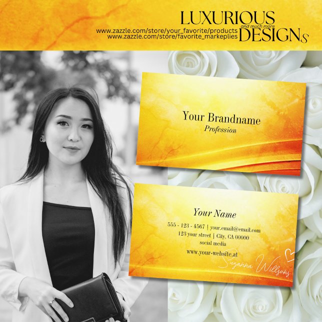 Cartão De Visita Decoração Curva Amarelo Marmoreada Excelente (Criador carregado)