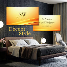 Cartão De Visita Decoração Curva-Laranja Nobre Shimmery com Monogra