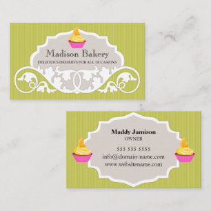 Cartão De Visita Decoração da Cabeça de Cupcake Elegante