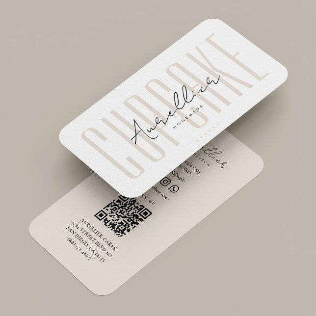Cartão De Visita Decoração de Bolo Cupcake Padaria Areia Minimal (Bakery Cupcake Cake Decorator Sand Minimal Business Card
)