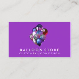 Cartão De Visita Decoração de Festa de Aniversário Roxa Balões Bril
