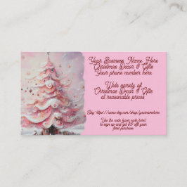 Cartão De Visita Decoração de Natal e presentes Árvore cor-de-rosa 