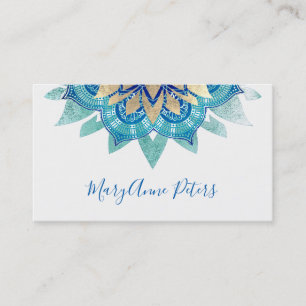 Cartão De Visita decoração dourada azul e falsa