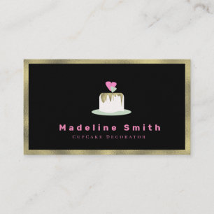 Cartão De Visita Decorador de Bolo de Casamento Logotipo Falso Ouro