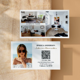 Cartão De Visita Decorador do Interior do Código QR de Foto Moderno