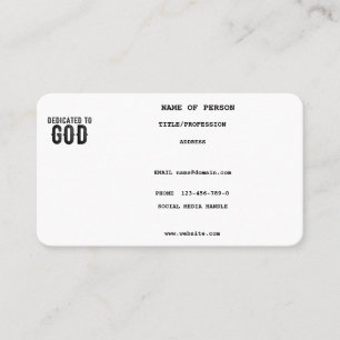 CARTÃO DE VISITA DEDICADO A DEUS TEXTO NEGRO LEGAL PERSONALIZÁVEL