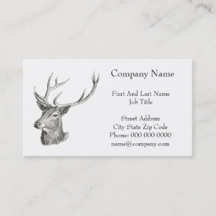 Cartão De Visita Deer Buck Head com Antlers Black and White Art
