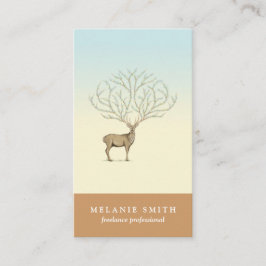 Cartão De Visita Deer illustration floral antlers artistic card
