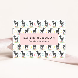 Cartão De Visita Deer Pattern, Baby Deer, Boho, Flores, Lua