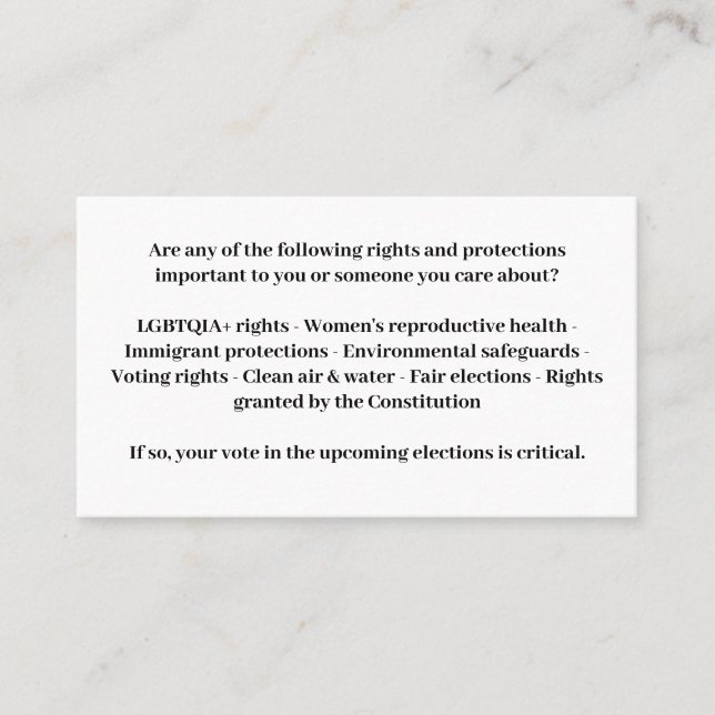 Cartão De Visita Defender a democracia - Votar azul (Frente)