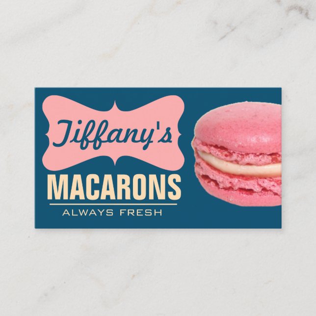 Cartão De Visita Deliciosos Macarons Franceses Rosa | Macarons Case (Frente)