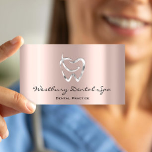 Cartão De Visita Dental Studio Smile Logo Rosa Dentista de Silver