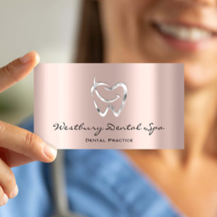 Cartão De Visita Dental Studio Smile Logotipo Blush Rosa Dentista