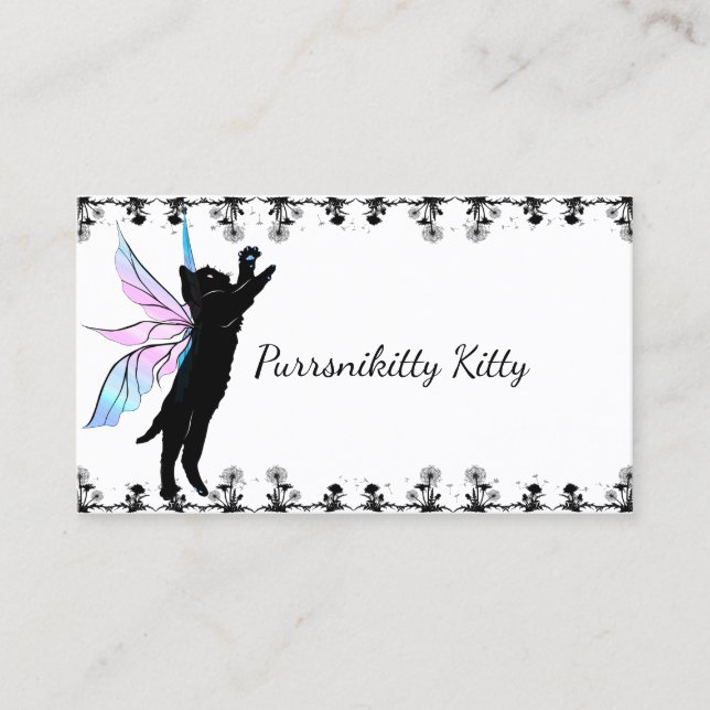 Cartão De Visita Dente-de-leão cósmico do gato (Frente)