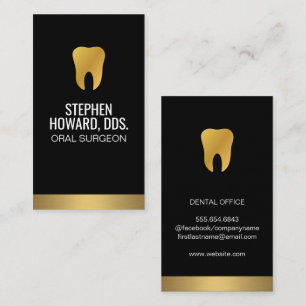 Cartão De Visita Dente Dourada   Dourado Trim Sleek Black