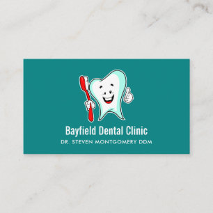 Cartão De Visita Dente feliz com cuidado dentário com escova de den