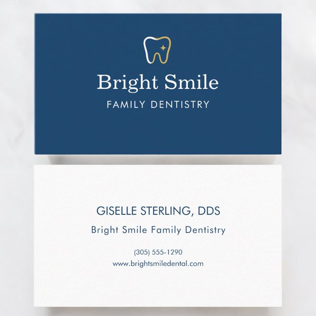 Cartão De Visita Dentist Blue Tooth Icon Branding (Criador carregado)