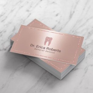 Cartão De Visita Dentist Modern Rosa Dourada - Escritório de Dent