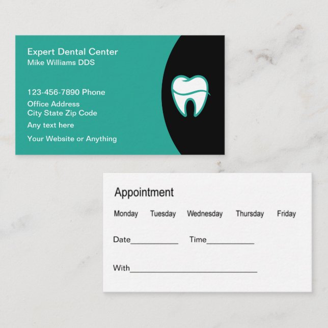 Cartão De Visita Dentist Office Modern Appointment Cards (Frente/Verso)