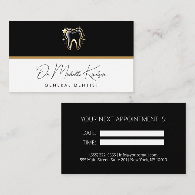 Cartão De Visita Dentist Professional Dental Appoint Dourado (Frente/Verso)