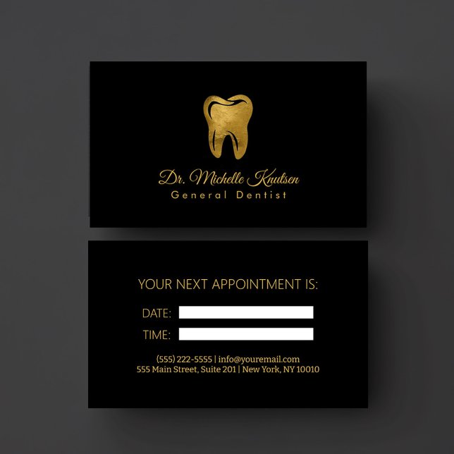 Cartão De Visita Dentist Professional Dental Appoint Dourado (Criador carregado)