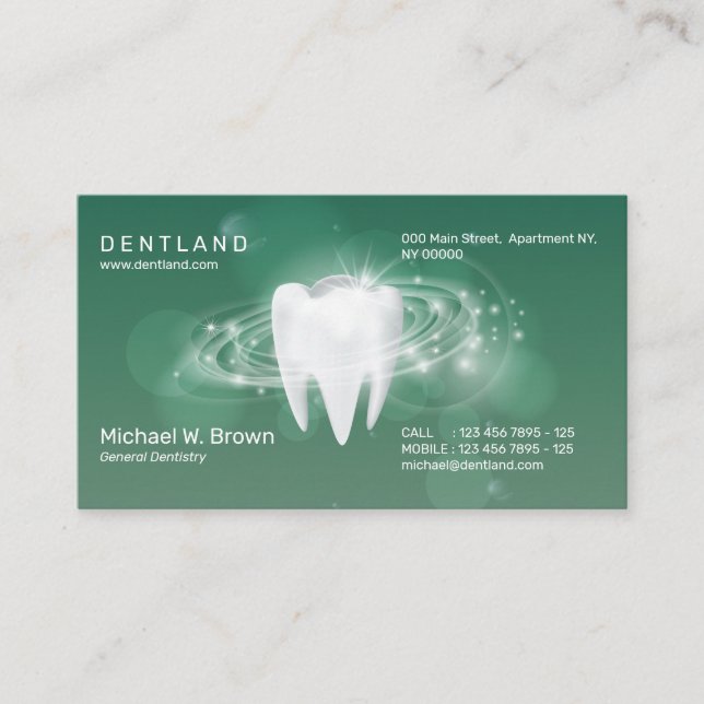 Cartão De Visita Dentista 3D Dentista Dental Verde Nomeação de Dent (Frente)