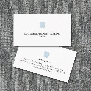 Cartão De Visita Dentista azul branco limpo simples do logotipo dos