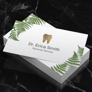 Cartão De Visita Dentista Botânico Fern Dourado Dentalidade Dentá