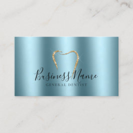 Cartão De Visita Dentista de dente Dourado Teal Sparkly Personaliza