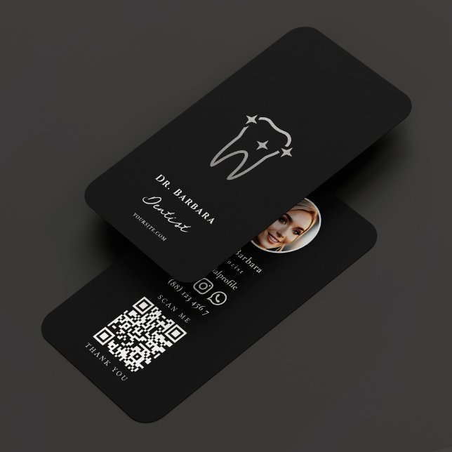 Cartão De Visita Dentista Dental Cosmética Dentista Black Silver (Dentist Dental Cosmetic Dentistry Black Silver Business Card
)