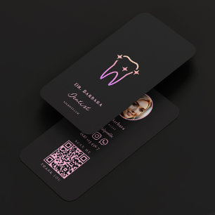 Cartão De Visita Dentista dentário anestésico, preto, rosa