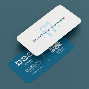 Cartão De Visita Dentista Higienista Dental Mínimo Azul Oceano Dent
