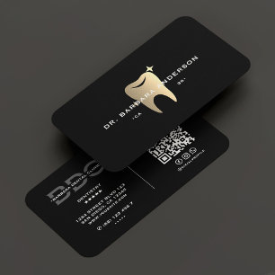 Cartão De Visita Dentista Moderno Dente de Ouro Preto