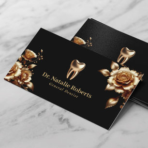 Cartão De Visita Dentista moderno Dourado tratamento dentário a neg