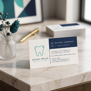 Cartão De Visita Dentista Moderno Limpo Odontologia Corporativa