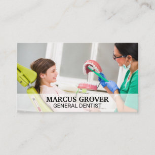 Cartão De Visita Dentista Mostrando Menina Como Escovar