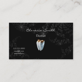 Cartão De Visita Dentista Noite Estrelada Preta Dente de Ouro 